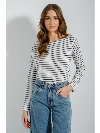 βαμβακερή basic ριγέ μπλούζα (mrn/white) σε προσφορά