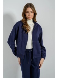 basic φούτερ ζακέτα με κουκούλα (marine)