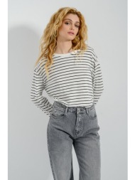 ριγέ μπλούζα με ίσιο ντεκολτέ (blk wht)