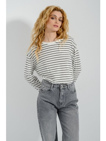 ριγέ μπλούζα με ίσιο ντεκολτέ (blk wht) σε προσφορά