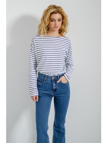 ριγέ μπλούζα με ίσιο ντεκολτέ (wht/mrn) σε προσφορά