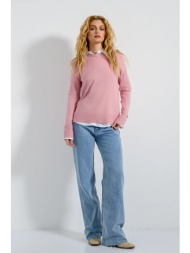 πλεκτή μπλούζα με λεπτομέρεια κουμπιών (d.pink)