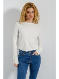 πλεκτή μπλούζα με λεπτομέρεια κουμπιών (off white)
