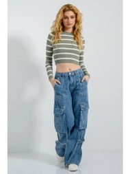 πλεκτό ριγέ ριπ κροπ τοπ ...