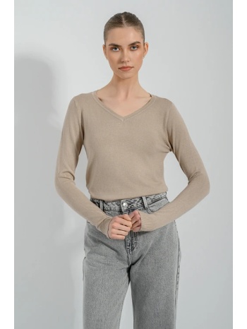 basic πλεκτό με v ντεκολτέ (d.beige) σε προσφορά