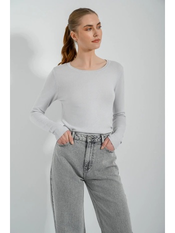 basic πλεκτό με στρογγυλή λαιμόκοψη (light grey) σε προσφορά