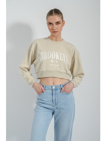 κροπ φούτερ με τύπωμα (sand) σε προσφορά