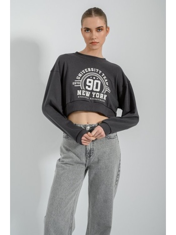 κροπ φούτερ με τύπωμα (anthracite) σε προσφορά