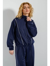 φούτερ ζακέτα με λεπτομέρεια ρίγας (navy)