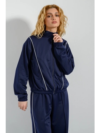 φούτερ ζακέτα με λεπτομέρεια ρίγας (navy) σε προσφορά