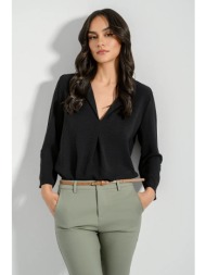 μπλούζα με γιακά και πιέτα (black)