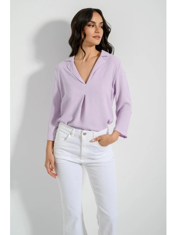 μπλούζα με γιακά και πιέτα (pink) σε προσφορά