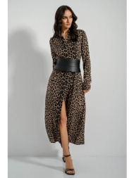midi σεμιζιέ λεοπάρ φόρεμα (multi)