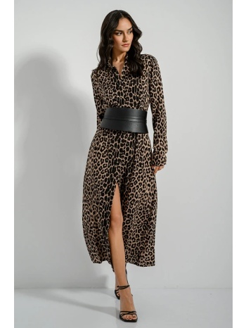 midi σεμιζιέ λεοπάρ φόρεμα (multi) σε προσφορά