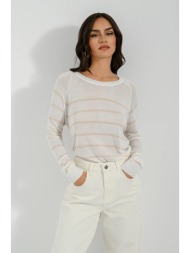 ριγέ πλεκτή μπλούζα (offwht.sand)