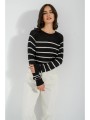ριγέ πλεκτή μπλούζα (black/white)