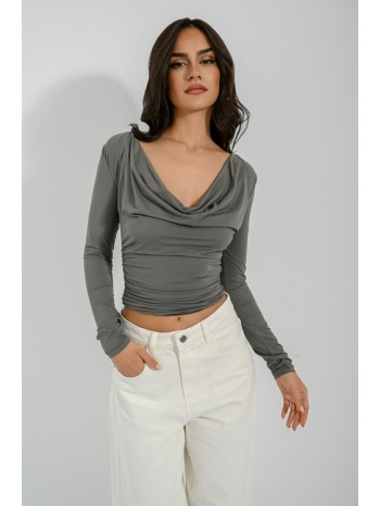 ντραπέ λύκρα τοπ με σούρες (khaki) σε προσφορά