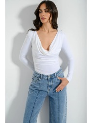 ντραπέ λύκρα τοπ με σούρες (white)