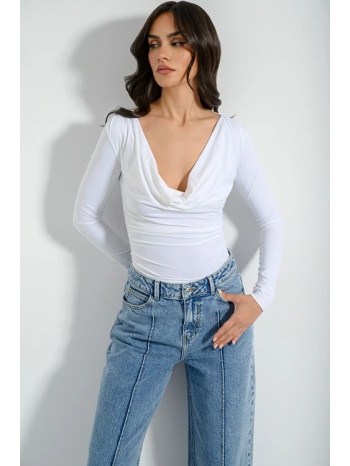 ντραπέ λύκρα τοπ με σούρες (white) σε προσφορά