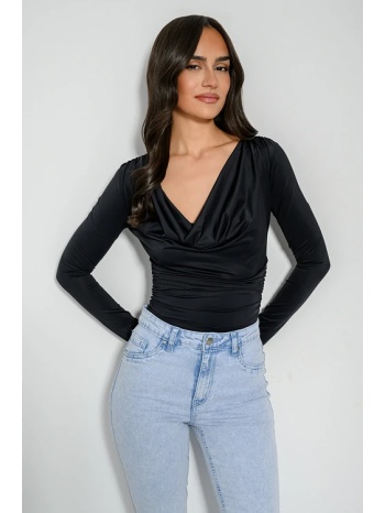 ντραπέ λύκρα τοπ με σούρες (black) σε προσφορά