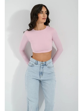 λύκρα κροπ τοπ με μακριά μανίκια (pink) σε προσφορά