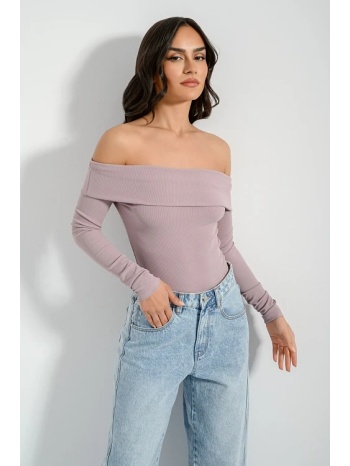 ριπ τοπ με ακάλυπτους ώμους και γυριστό γιακά (d.pink) σε προσφορά