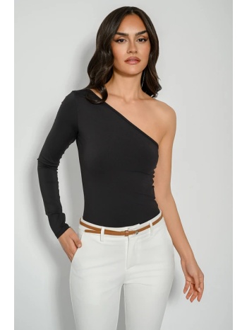 λύκρα κροπ τοπ με έναν ώμο (black) σε προσφορά