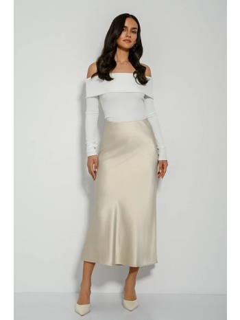 midi φούστα με σατινέ υφή (cream) σε προσφορά