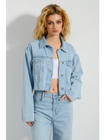 ντένιμ overshirt τζάκετ με ξέφτια (light blue) σε προσφορά