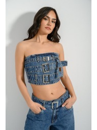 strapless ντένιμ τοπ ...
