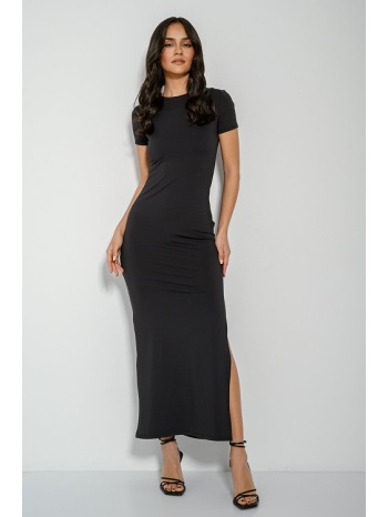 maxi λύκρα φόρεμα με άνοιγμα (black) σε προσφορά