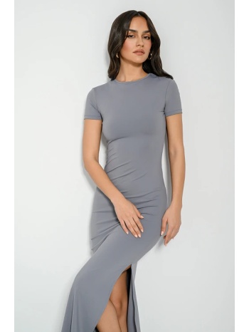 maxi λύκρα φόρεμα με άνοιγμα (grey) σε προσφορά