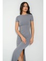 maxi λύκρα φόρεμα με άνοιγμα (grey)