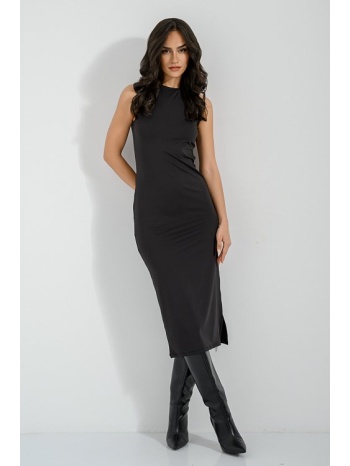 midi λύκρα φόρεμα με άνοιγμα (black) σε προσφορά