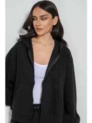 φούτερ ζακέτα με κουκούλα (black)