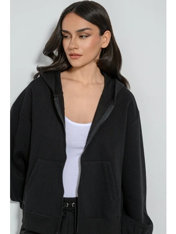 φούτερ ζακέτα με κουκούλα (black) σε προσφορά