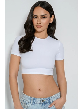 λύκρα κροπ τοπ (white) σε προσφορά