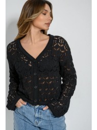 κροσέ πλεκτή ζακέτα (black)