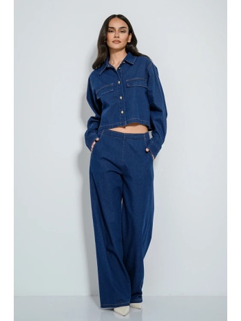 wide leg ντένιμ με λάστιχο στη μέση (dark blue) σε προσφορά