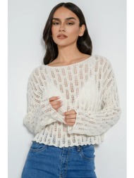 πλεκτό κροσέ τοπ με μακριά μανίκια (sand)