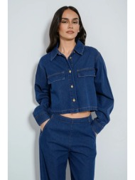 ντένιμ κροπ πουκάμισο (dark blue)