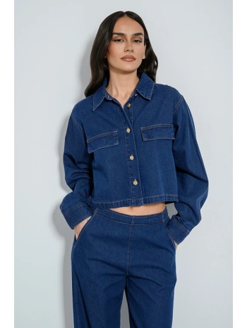 ντένιμ κροπ πουκάμισο (dark blue) σε προσφορά