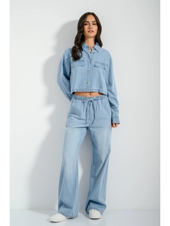 jogger wide leg ντένιμ με λάστιχο στη μέση (light blue) σε προσφορά