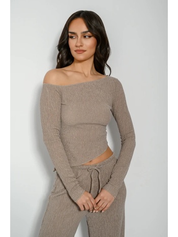 γκοφρέ ασύμμετρο τοπ με έναν ώμο (d.beige) σε προσφορά