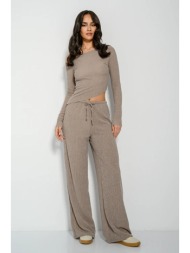 γκοφρέ wide leg παντελόνι (d.beige)