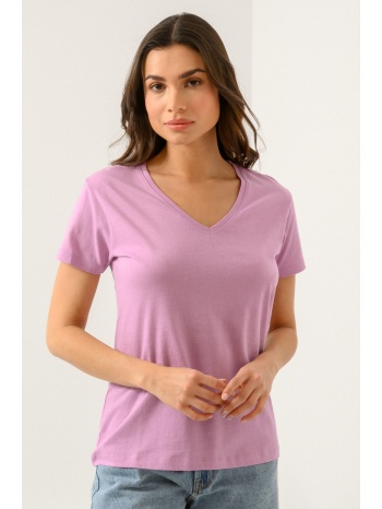 basic t-shirt με v ντεκολτέ (l.lilac)