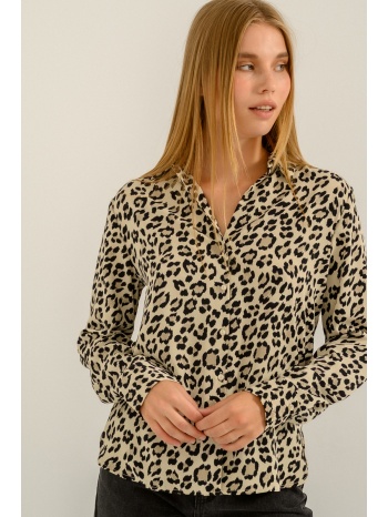 πουκάμισο με leopard print και απαλή υφή (multi)