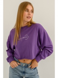 κροπ φούτερ με τύπωμα (purple)