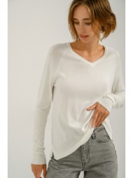 basic πλεκτό με v ντεκολτέ (off white)
