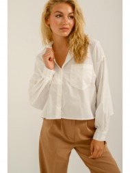 oversized κροπ πουκάμισο από ποπλίνα (off white)